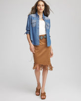 Chico's | Suede Fringed Asymmetrical Skirt