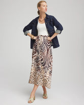 Chico's | Animal Bengal Marks Faux Satin Skirt