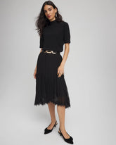 Chico's | Pleated Lace Hem Midi Skirt