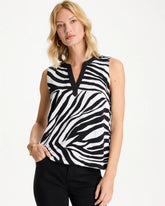 Chico's | Zebra Cotton-Stretch Notch Neck Tank