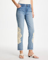 Chico's | Girlfriend Slim Crochet Fray Ankle Jeans