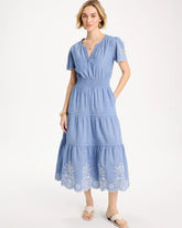 Chico's | Chambray Embroidered Dress