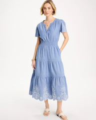 Chico's | Chambray Embroidered Dress
