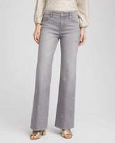 Chico's | Rose Gold Embellished Girlfriend Flared Jeans