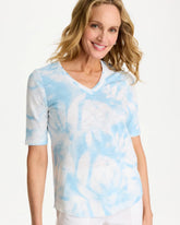 Chico's | Tie-Dye Palm Cotton Slub V-Neck Tee