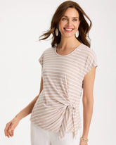 Chico's | Striped Tie-Front Tee