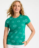 Chico's | Printed Cotton Stretch Cap-Sleeve Tee