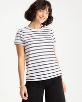 Chico's | Striped Cotton Stretch Cap-Sleeve Tee