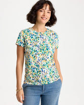 Chico's | Printed Cotton Stretch Cap-Sleeve Tee