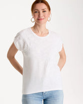 Chico's | Cotton Slub Embroidered Wedge Tee