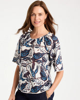 Chico's | Printed Linen Fringed Tee