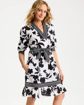Chico's | Floral Cotton-Linen Belted Dress