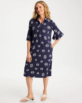 Chico's | Printed Ponte Flounce Sleeve Dress