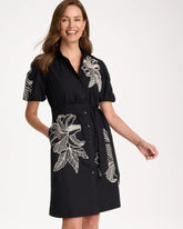 Chico's | Embroidered Poplin Cotton Belted Dress