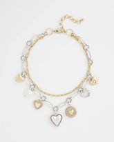 Chico's | Mixed Metal Heart Charm Necklace