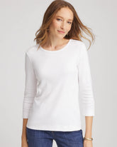 Chico's | Pima Cotton Crewneck Button Tee