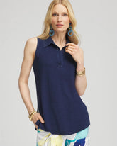 Chico's | Denim Sleeveless Collared Tunic