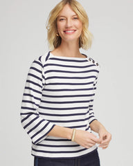 Chico's | Bateau Neck Stripe Top