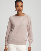 Chico's | Embroidered Pull-Over Boatneck Sweater