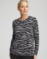 Chico's | Cashmere Zebra Long-Sleeve Pullover Sweater