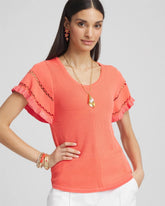 Chico's | Cutout Short-Sleeved Pullover Sweater