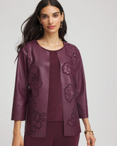 Chico's | Travelers™ Collection Faux Leather Embroidered Jacket