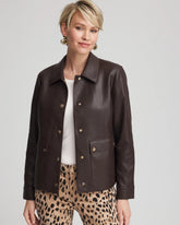 Chico's | Snap Front Faux Leather Jacket
