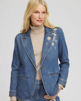 Chico's | Pearl Brooch Denim Blazer