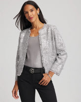 Chico's | Silver Sequins Tweed Jacket