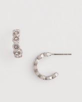 Chico's | Silvertone Crystal Mini Hoop Earrings