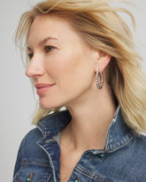 Chico's | Silvertone Beaded Hoop Earrings
