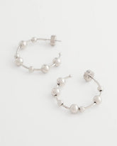 Chico's | Silvertone Beaded Hoop Earrings
