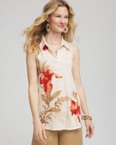 Chico's | Floral Slub Sleeveless Collared Tunic