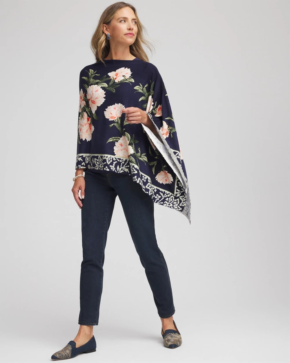 Chico's | Asymmetrical Convertible Sweater Poncho