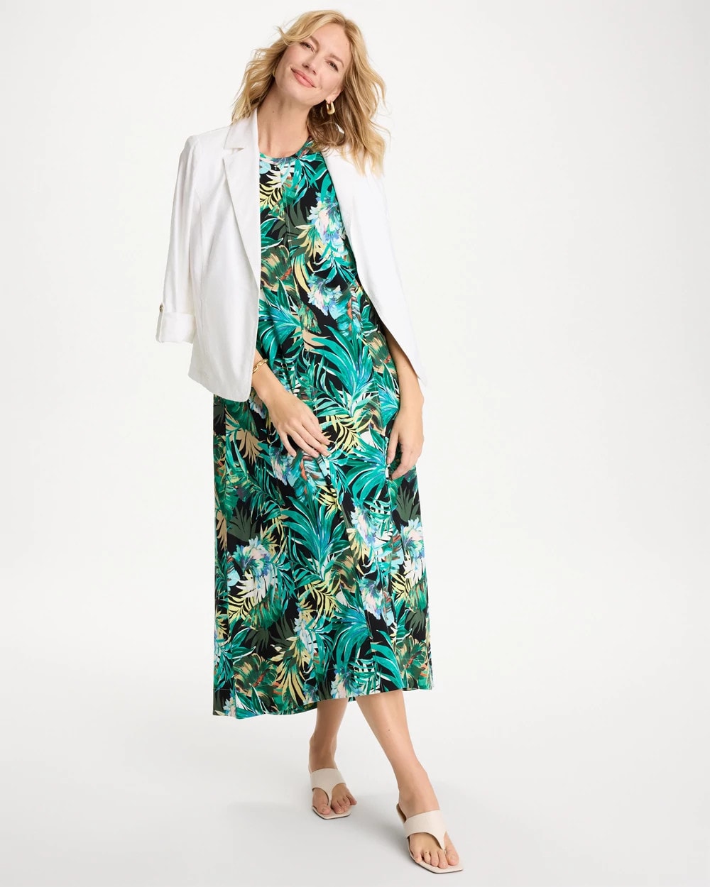 Chico's | Palm Printed Knit Maxi Dress