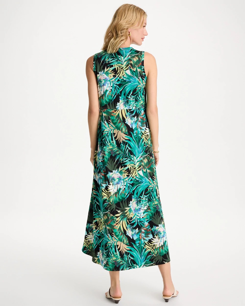 Chico's | Palm Printed Knit Maxi Dress