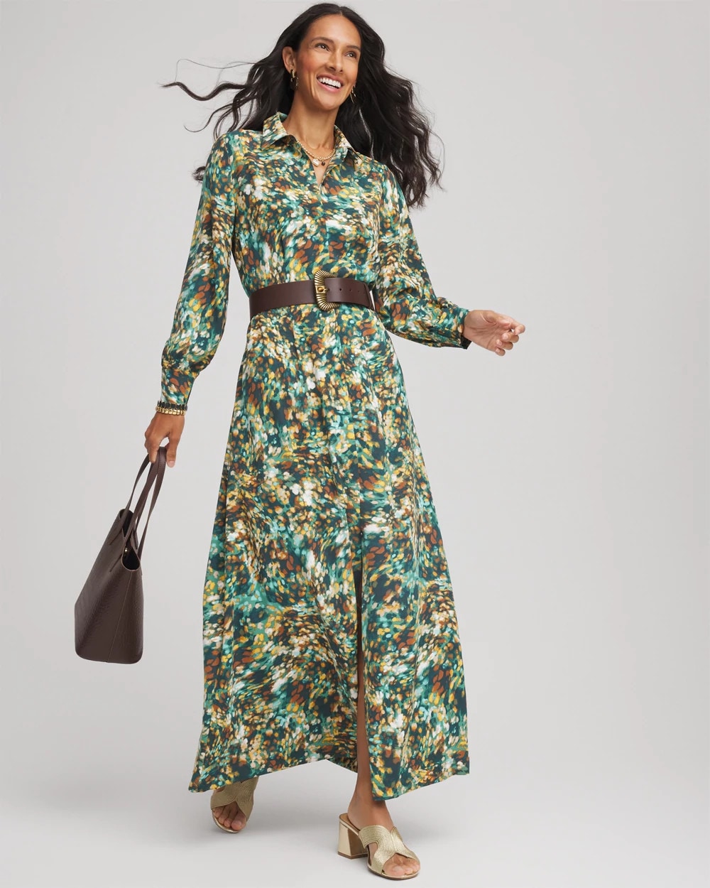 Chico's | Printed Long-Sleeved Shirtdress