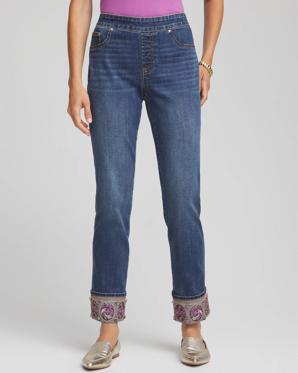 Chico's | Embellished Pull-On Slim Ankle Jeggings