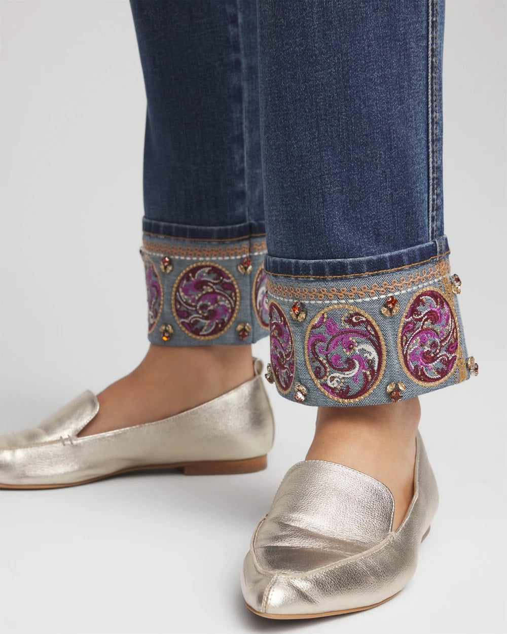 Chico's | Embellished Pull-On Slim Ankle Jeggings