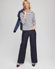 Chico's | Bateau Neck Stripe Top