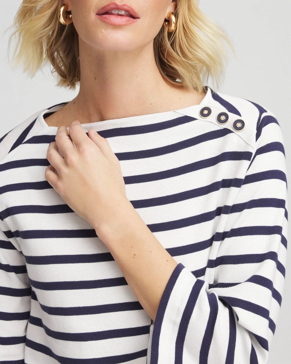Chico's | Bateau Neck Stripe Top
