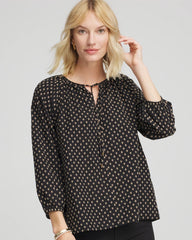 Chico's | Floral Print Tie-Neck Top