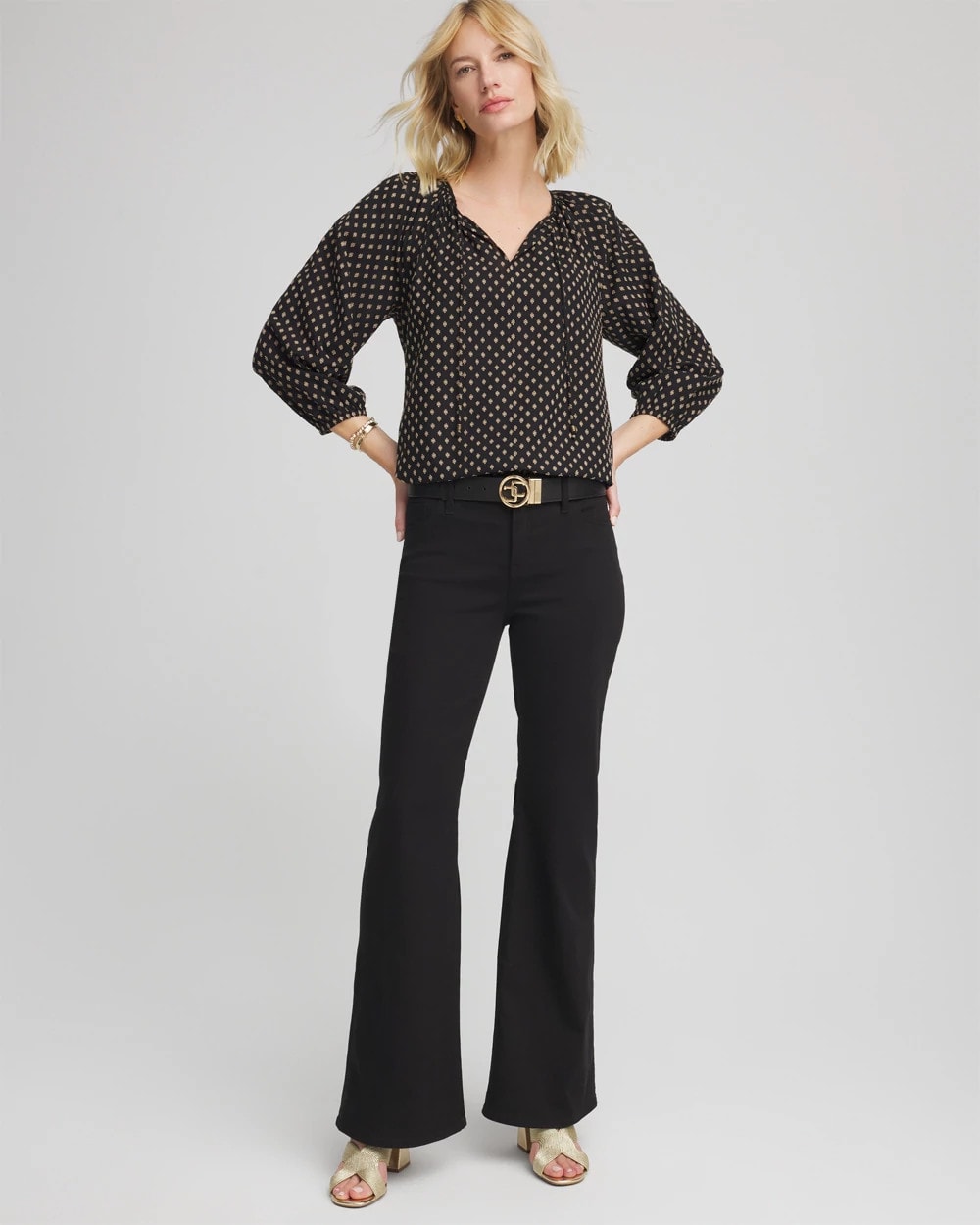 Chico's | Floral Print Tie-Neck Top